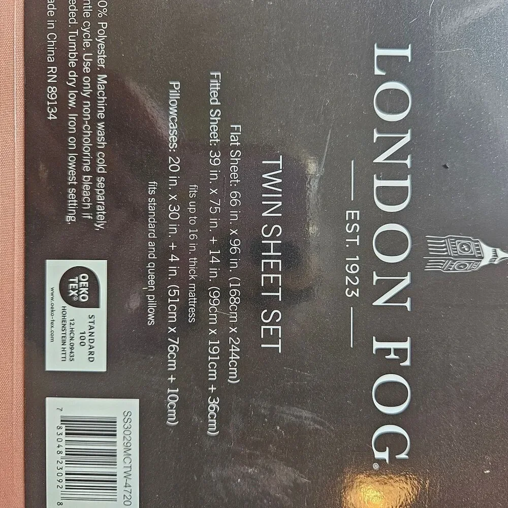 London Fog Twin Sheet Set 4 Piece Salmon Pink Peach New Sealed Bedding